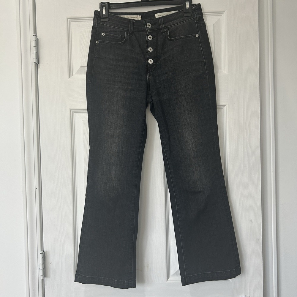 Anthropologie Pilcro & The Letterpress High Rise Flare Jeans Charcoal Wash Sz 27